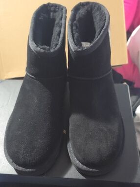 UGG Classic Mini II Black Suede Shearling Boots